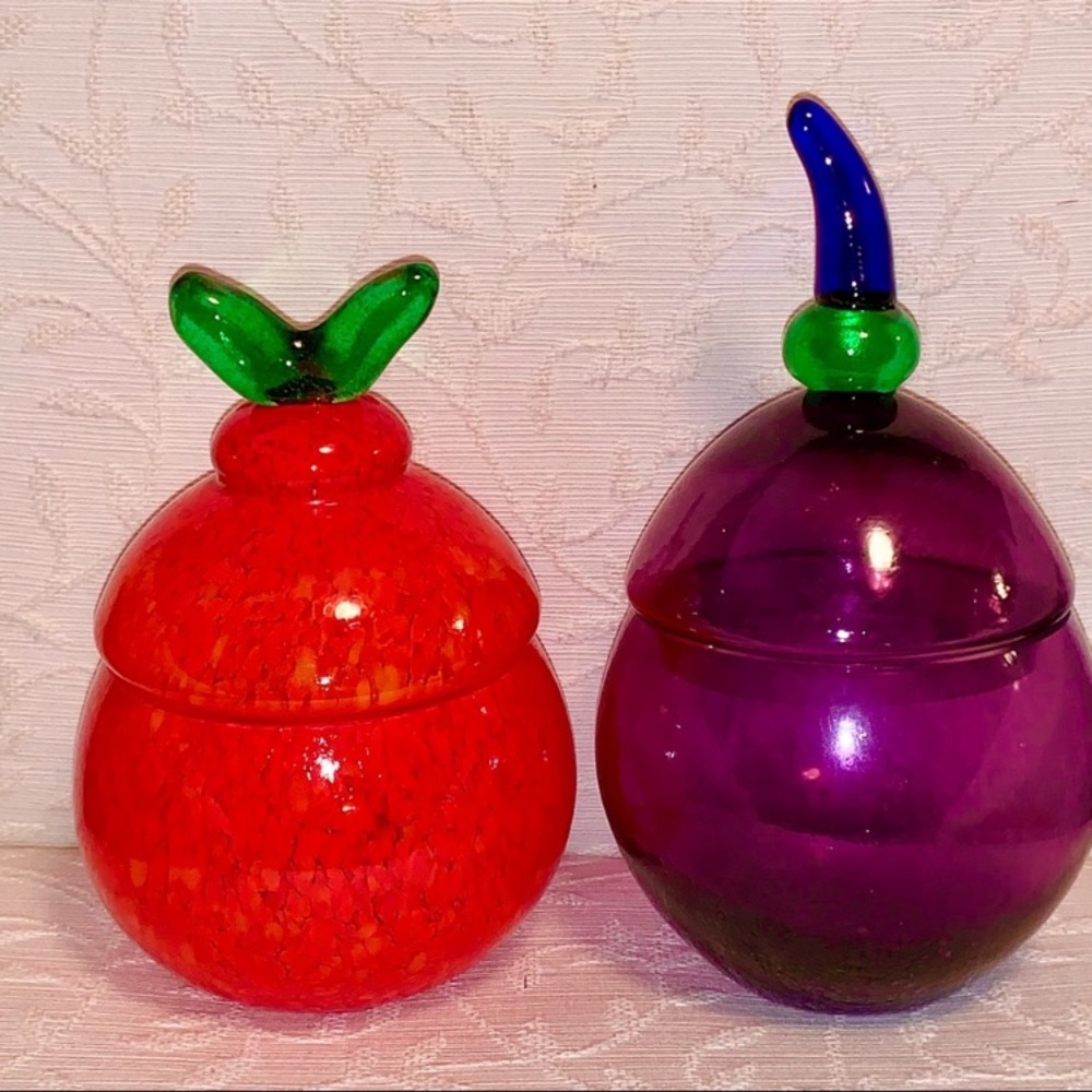 Modern Italian Blown Murano Glass Stemmed Candy Dishes or Display Covered Bowls